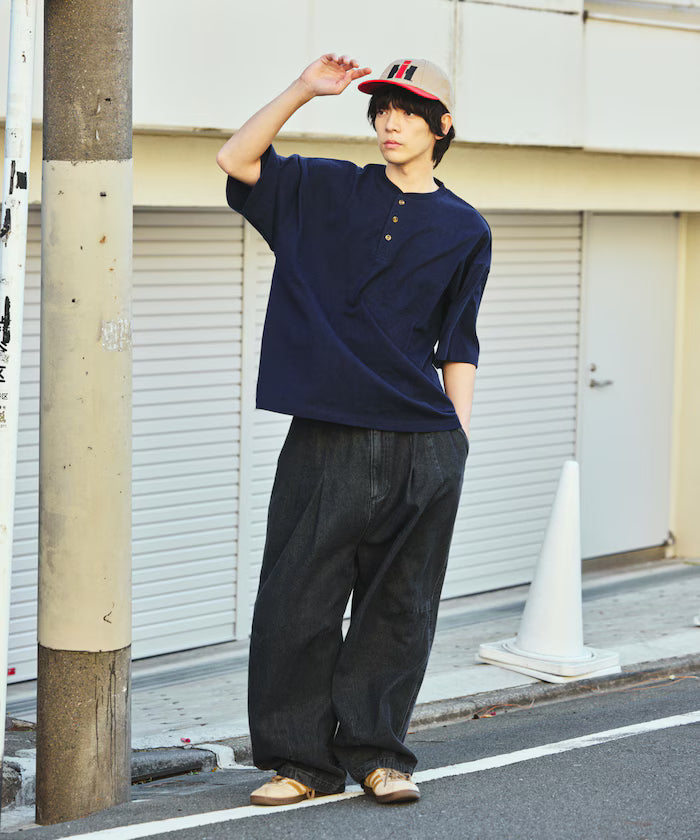 9 oz Heavyweight Big Silhouette Henley Neck T-Shirt/Heavyweight 【Limited Edition】