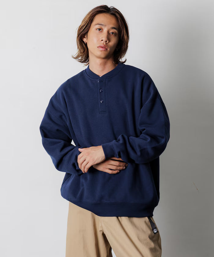 Big Silhouette Henley Neck Sweat Pullover [Limited Edition]