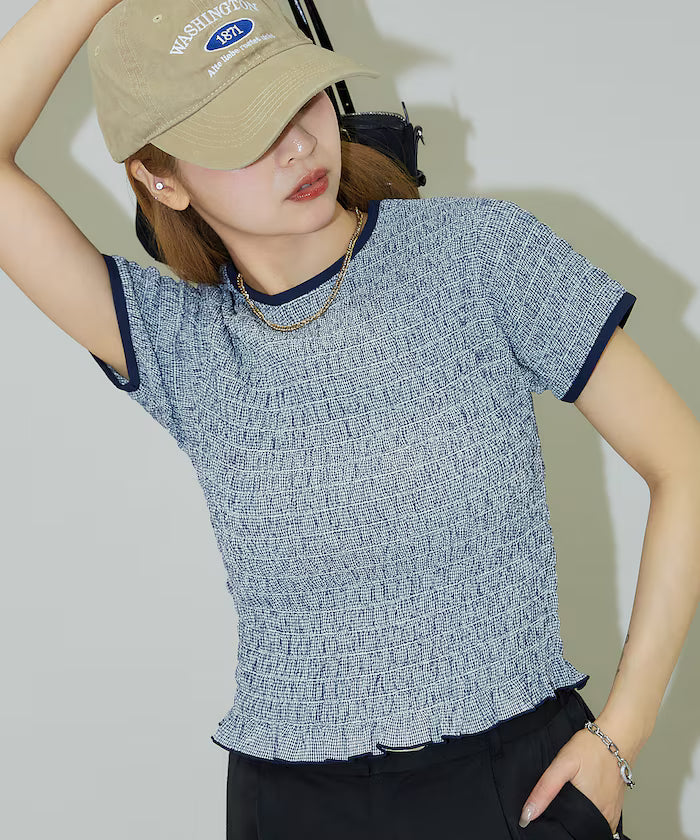 Shearing Design Check Pullover Shirt - Navy