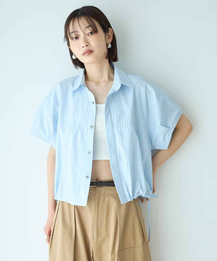 Switch Short Sleeve Hem Code Blouse