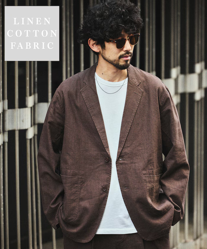 LINEN COTTON JACKET (Compatible with Setups) - Brown