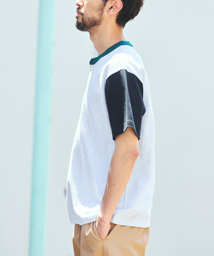 HEAVY WEIGHT/Heavy Weight Short Sleeve Henley Neck T-shirt/10.5 oz