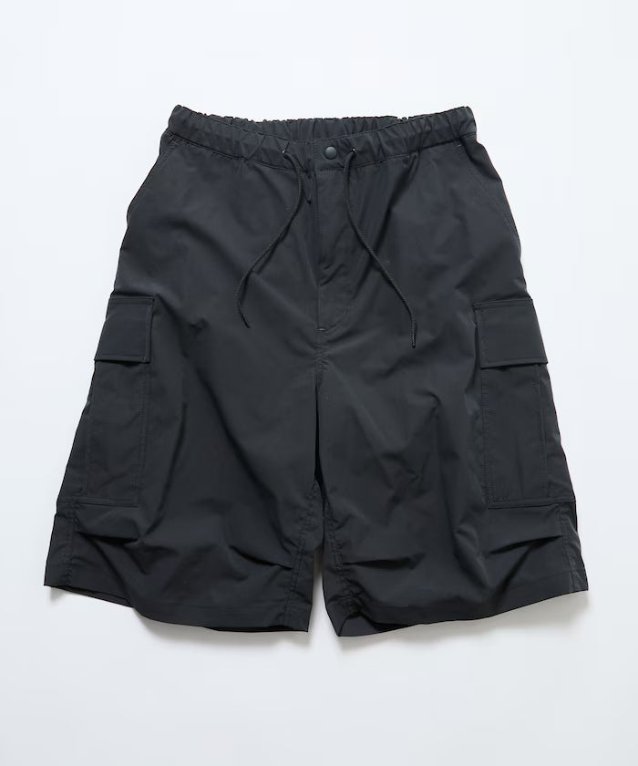 Quick Dry Fabric Wide Silhouette Poly Rip Cross Short Cargo Pants/UV Cut/Quick Dry 【Limited Release】