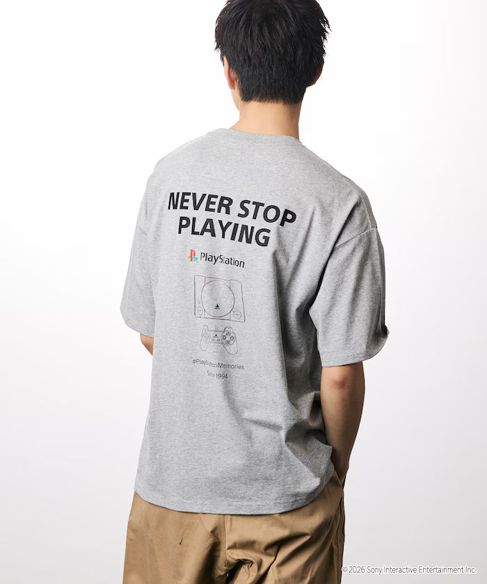Big Silhouette Logo Back Print Crew Neck T-Shirt/PlayStation NEVER STOP 【Limited Edition】