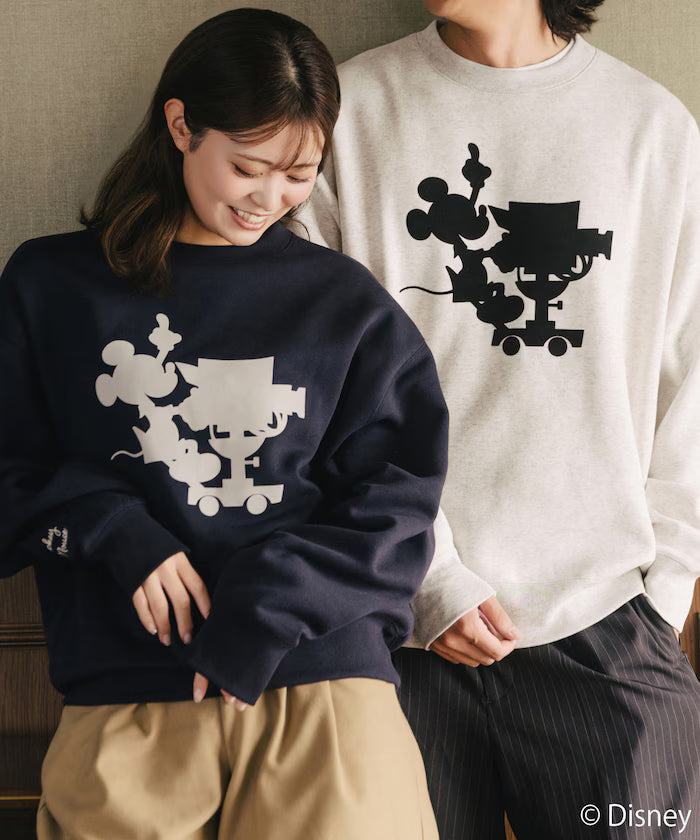 FREAK'S STORE×Ami Maeda/Disney/Mickey Mouse/Mickey Mouse/Flock Print Sweatshirt [Limited Edition]