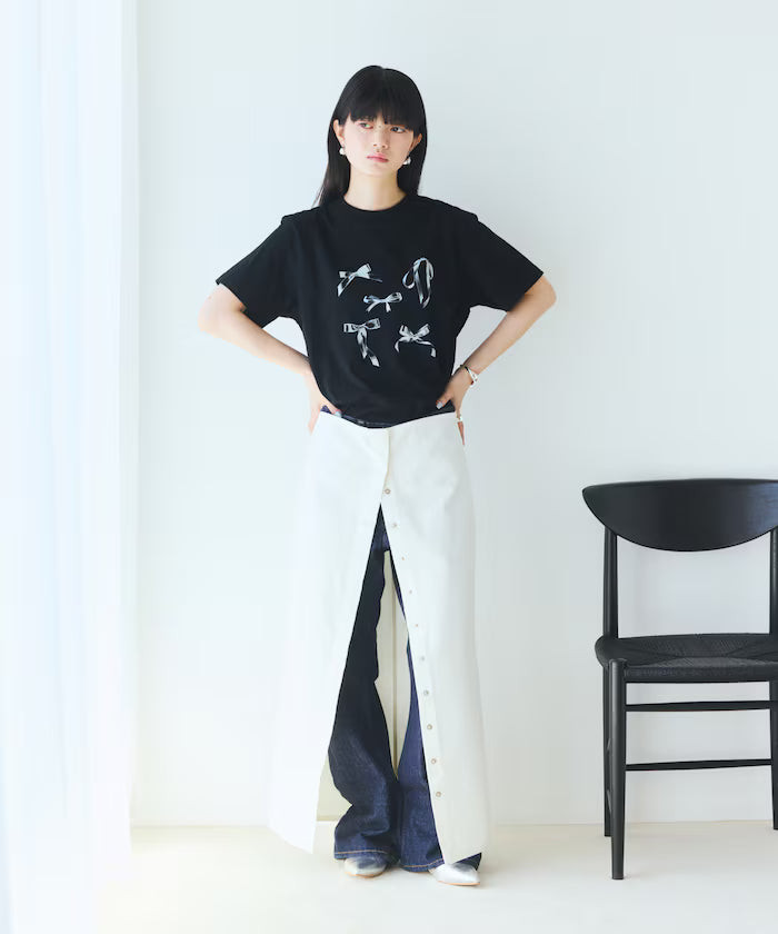 Comfortable Ribbon Print Crew Neck T-shirt