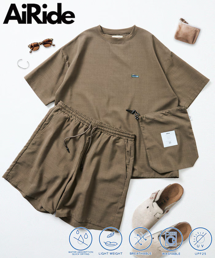 AiRide/AiRide Packable Setup / Crew Neck Pullover / Shorts [Limited Release] - Gray Beige