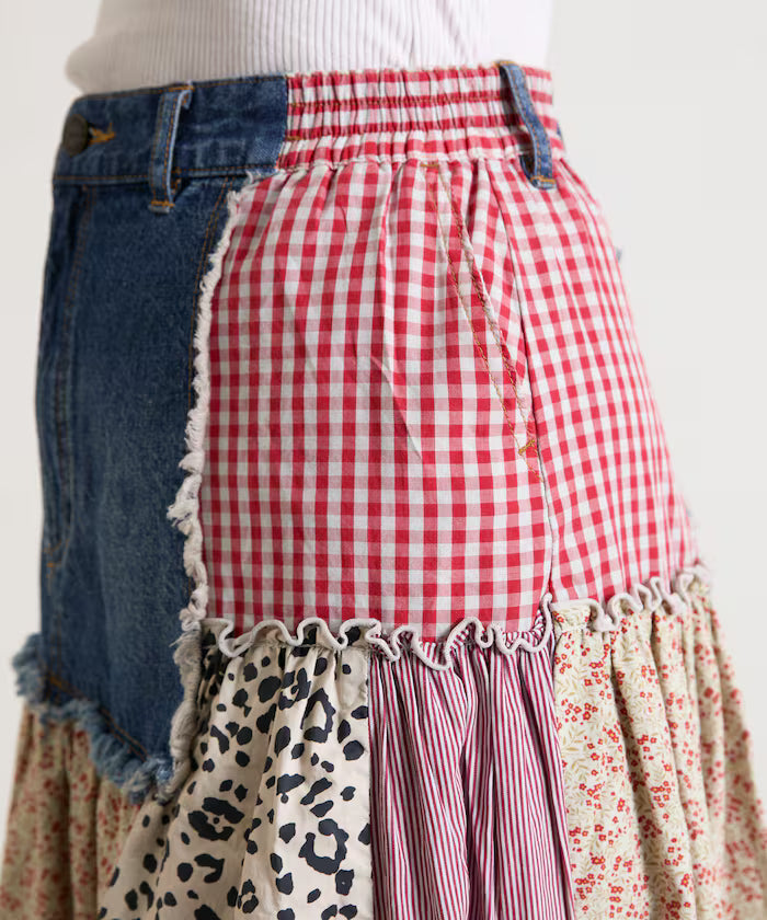 Flower & Check Docking Skirt