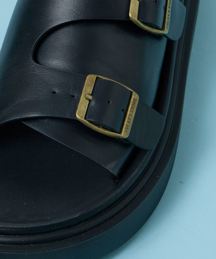 Double Monk Strap Leather Slide Sandals / Platform Sole [23~28cm] 【Limited Edition】