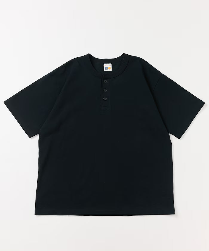 HEAVY WEIGHT/Heavy Weight Short Sleeve Henley Neck T-shirt/10.5 oz