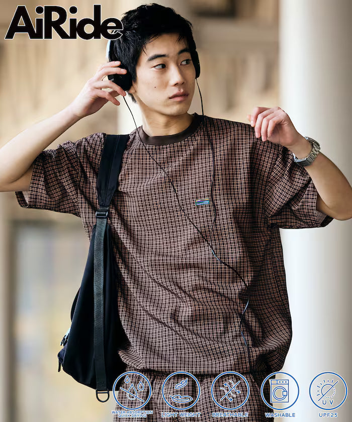 AiRide/AiRide Packable Setup / Crew Neck Pullover / Shorts [Limited Release] - Brown Check