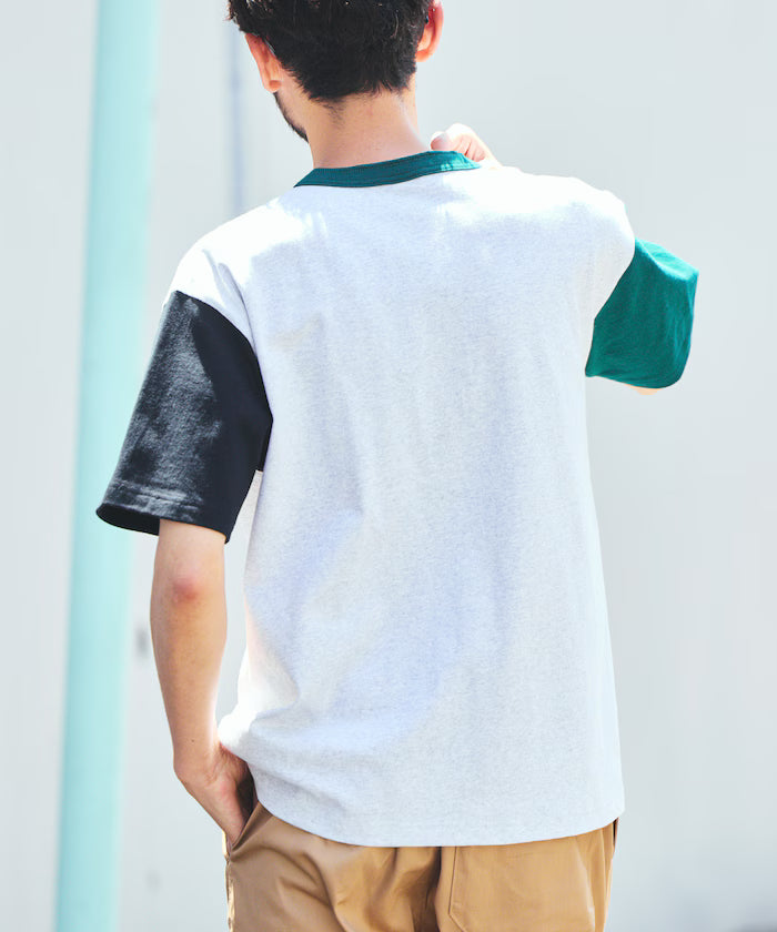 HEAVY WEIGHT/Heavy Weight Short Sleeve Henley Neck T-shirt/10.5 oz