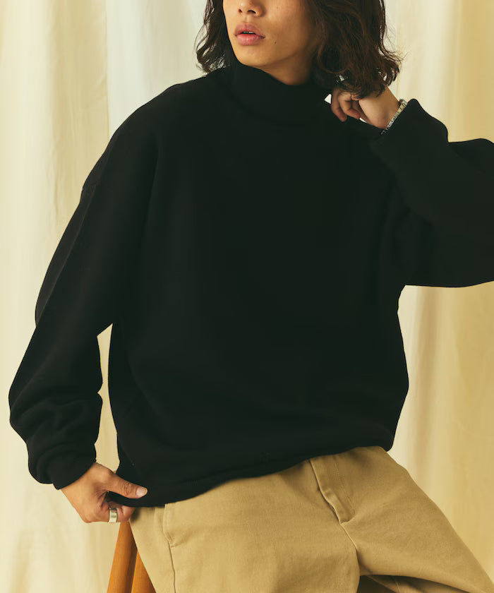Relax Fit Sweat-Like Turtleneck Knit 【Limited Edition】 - Black
