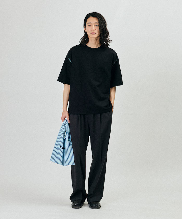 Boxy Silhouette Color Stitch Crew Neck T-Shirt
