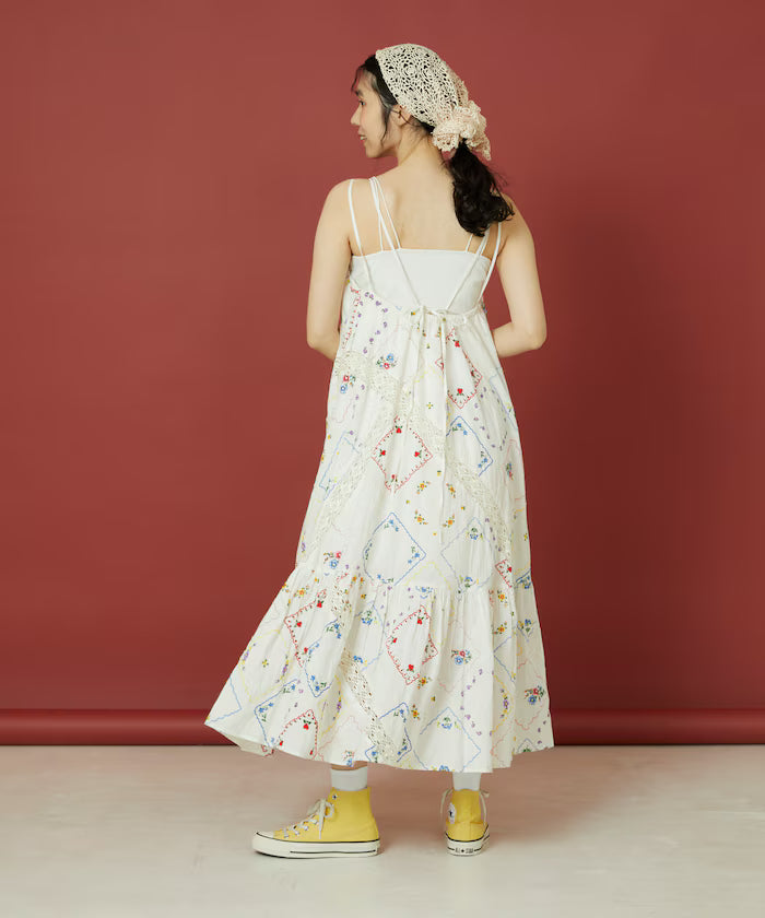 Flower Handkerchief Embroidered Camisole Dress