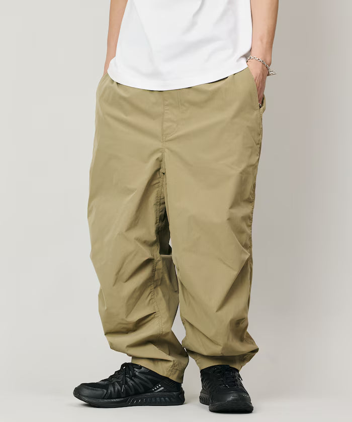 Quick Dry Fabric Wide Silhouette Poly Rip Cross Military Circus Pants/UV Cut/Quick Dry 【Limited Edition】 - Beige