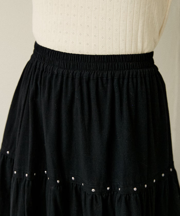 Studded Asymmetrical Tiered Skirt Limited Edition