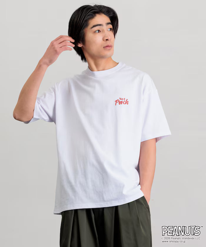 PEANUTS/Peanuts Exclusive Big Silhouette Back Print Crew Neck T-Shirt/POOCH [Limited Edition]