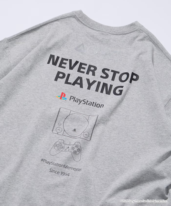 Big Silhouette Logo Back Print Crew Neck T-Shirt/PlayStation NEVER STOP 【Limited Edition】
