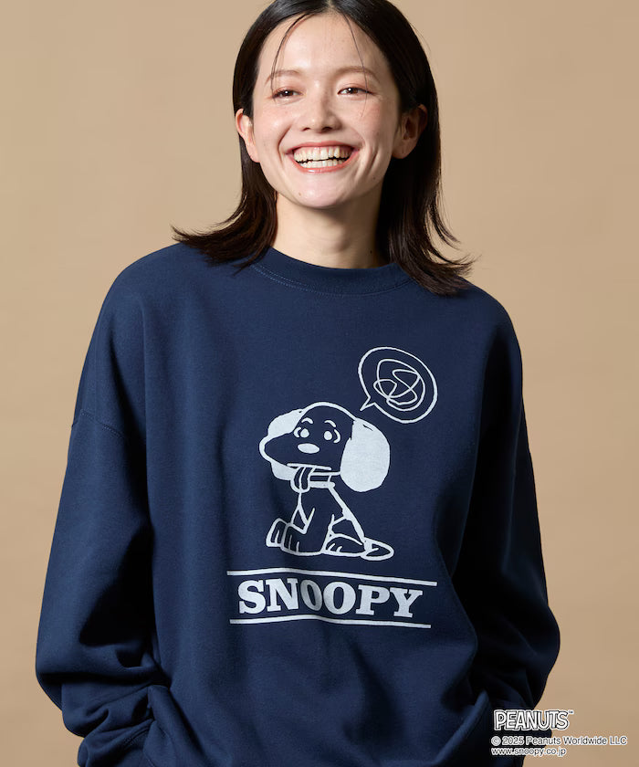 PEANUTS/Peanuts Exclusive Front Print Crew Neck Sweat/Shibe 【Limited Edition】 - Navy