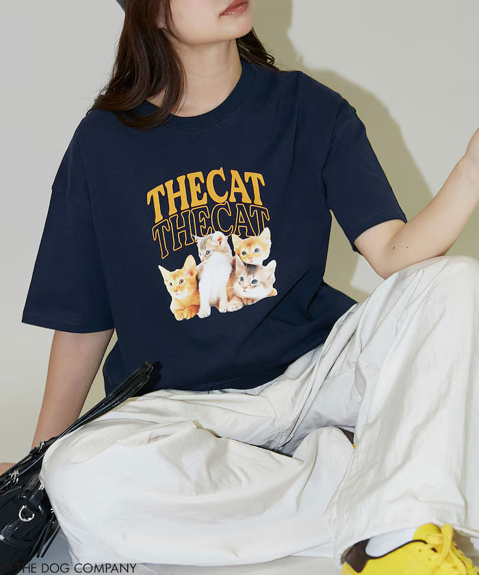 THE DOG / THE CAT Collegiate Style T-Shirt Limited Edition - Navy