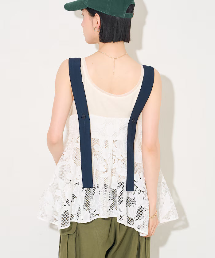 Flower Motif Batten Lace Iris Hem Camisole Top 【Limited Edition】