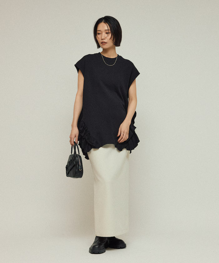 Organic Cotton Frill Hem Top / Relaxed Fit / French Terry Sweat / Best