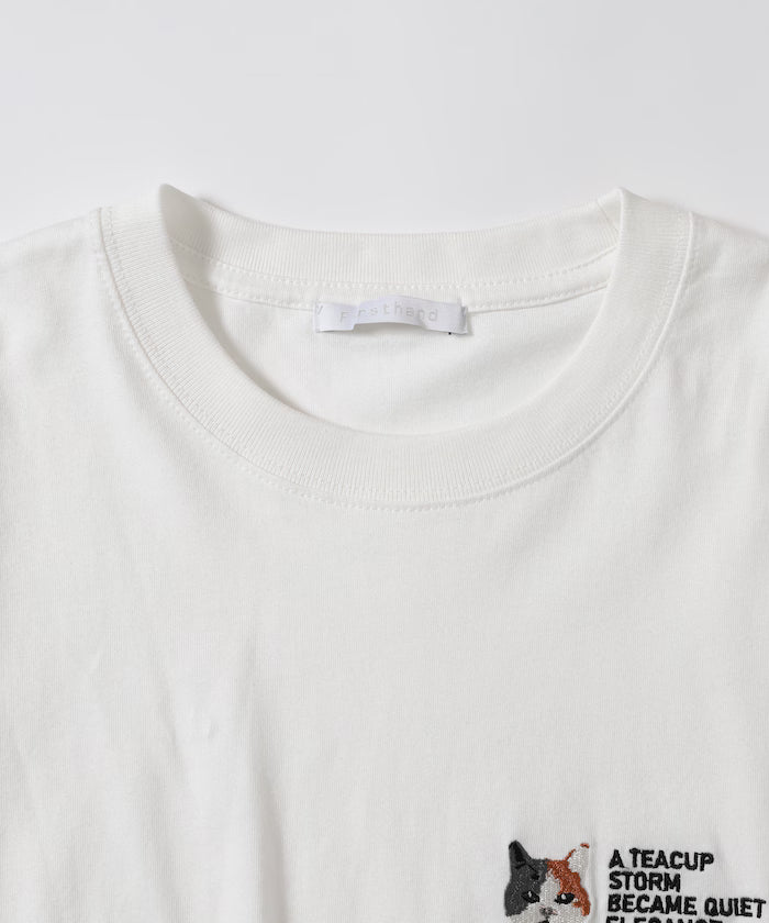 Organic Cotton One Point Animal Embroidery T-Shirt