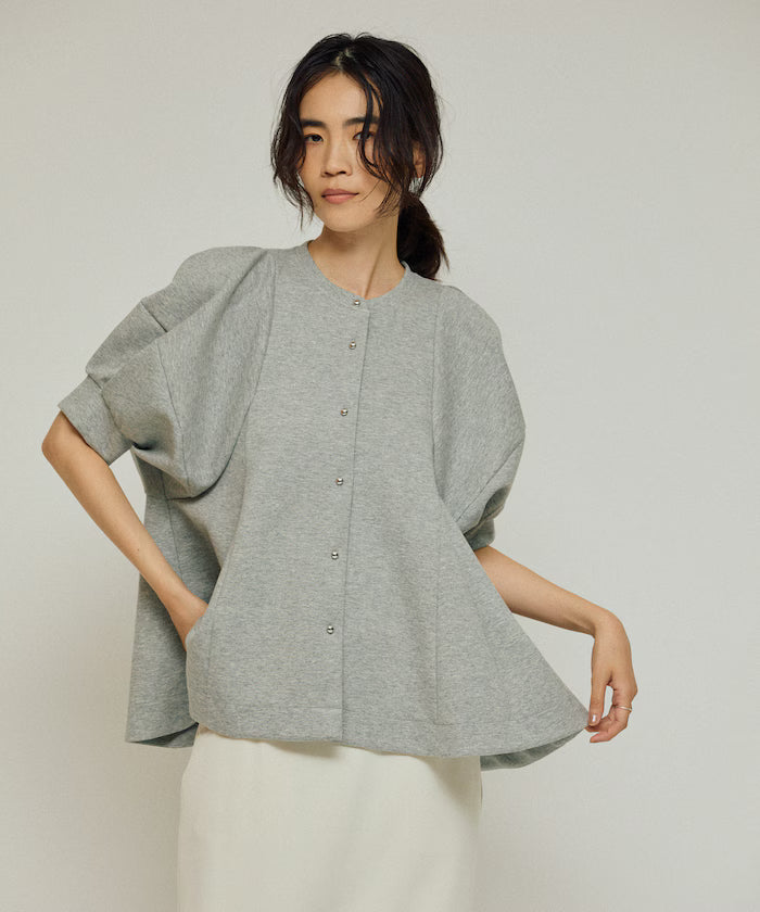 Cardigan with Peplum and Puff Sleeves