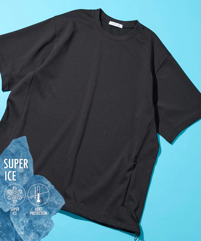 SUPER ICE / Super Ice Crew Neck Spindle T-Shirt Contact Cooling / Quick Dry / UV Cut - Charcoal