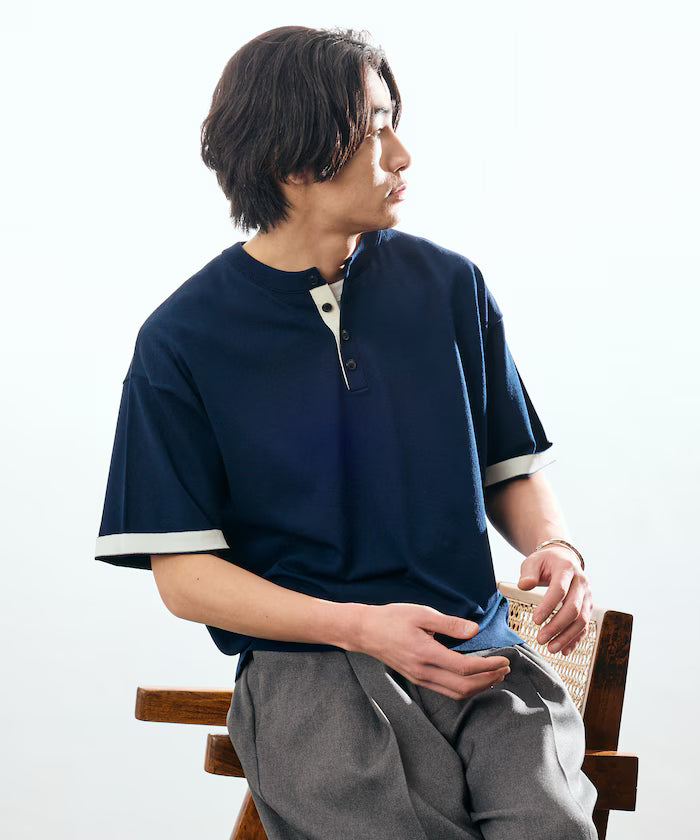 Relax Fit Relax Fit Cool Touch Color Block Henry Neck Pullover 【Limited Edition】