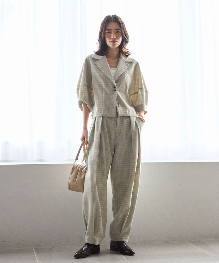 Balloon Sleeve Shirt with Karami Check / Compatible with Set Up - Released on March 11 at 12:00