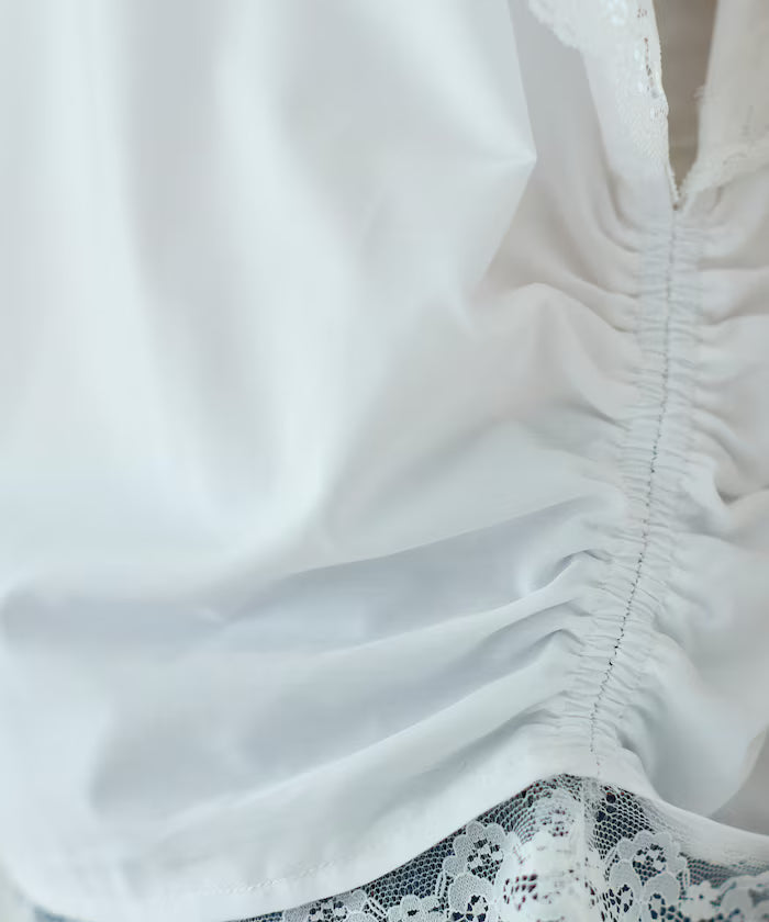 Handkerchief Sleeve Shirring Blouse