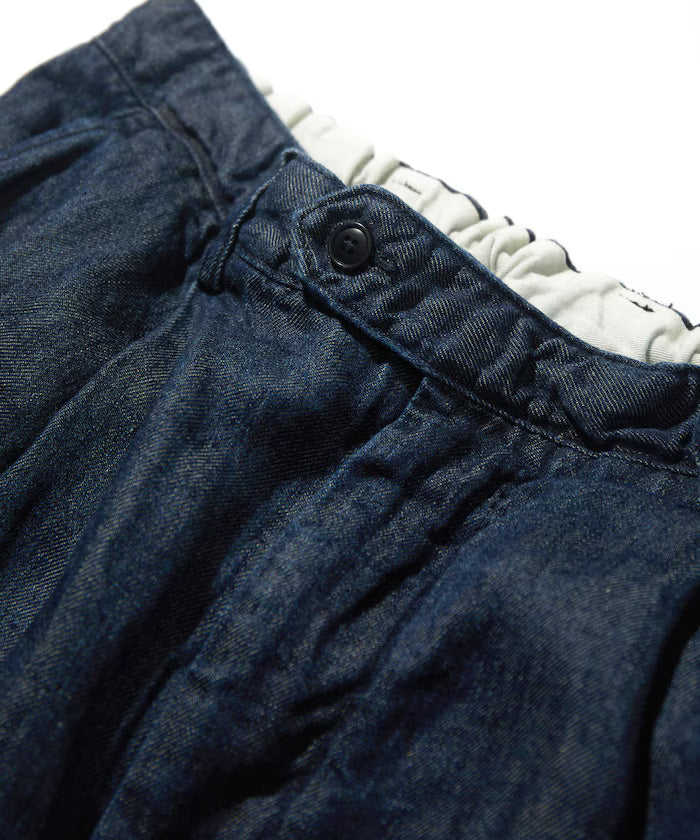 French Linen Denim 1 Tuck Trousers