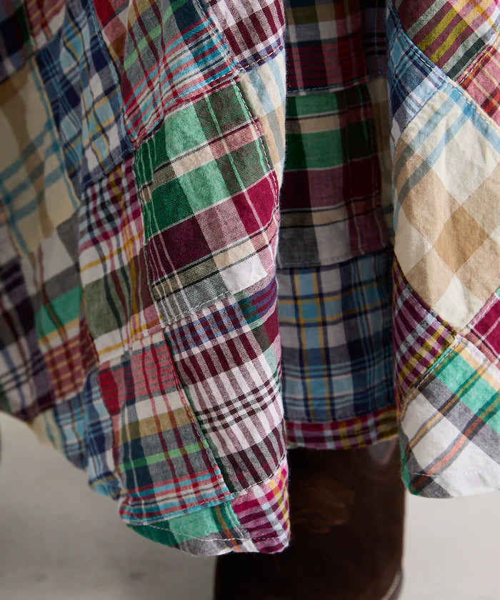 Indian patchwork check wrap skirt