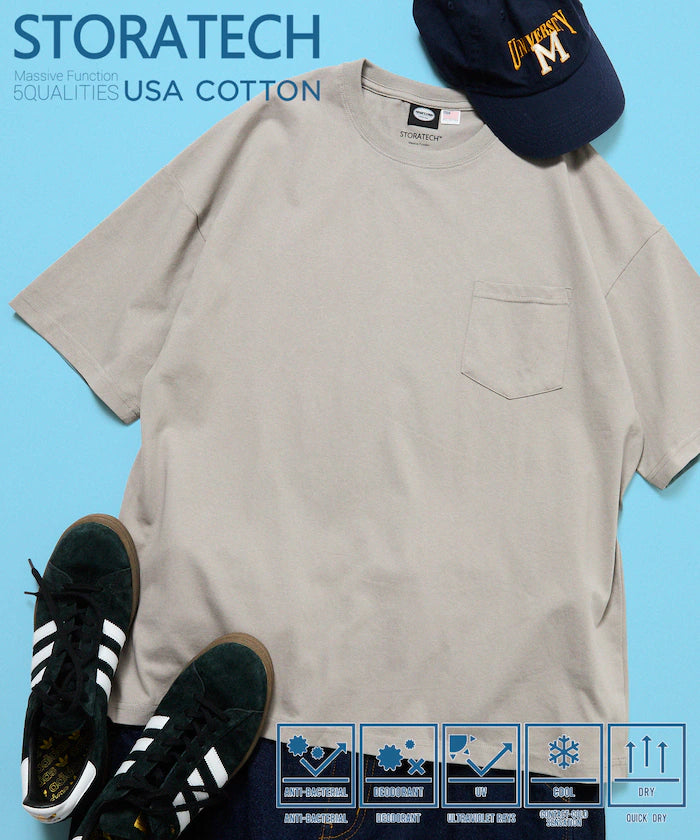 STORATECH Big Silhouette Pocket T-shirt/Antibacterial/Odor-resistant/Antimicrobial/UV Cut/Contact Cooling/Quick Drying 【Limited Edition】