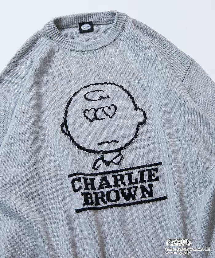 PEANUTS/Peanuts Exclusive Relaxed Fit Jacquard Crewneck Knit / Charlie Brown [Limited Edition]