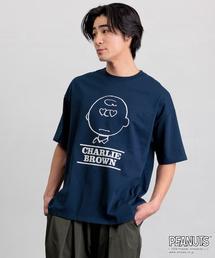 PEANUTS/Peanuts Custom Big Silhouette Crew Neck T-Shirt/Charlie Brown/Heart Eye [Limited Edition]