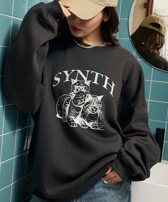 SYNTH Cat Fleece Lined Sweatshirt Limited Edition - Charcoal Gray