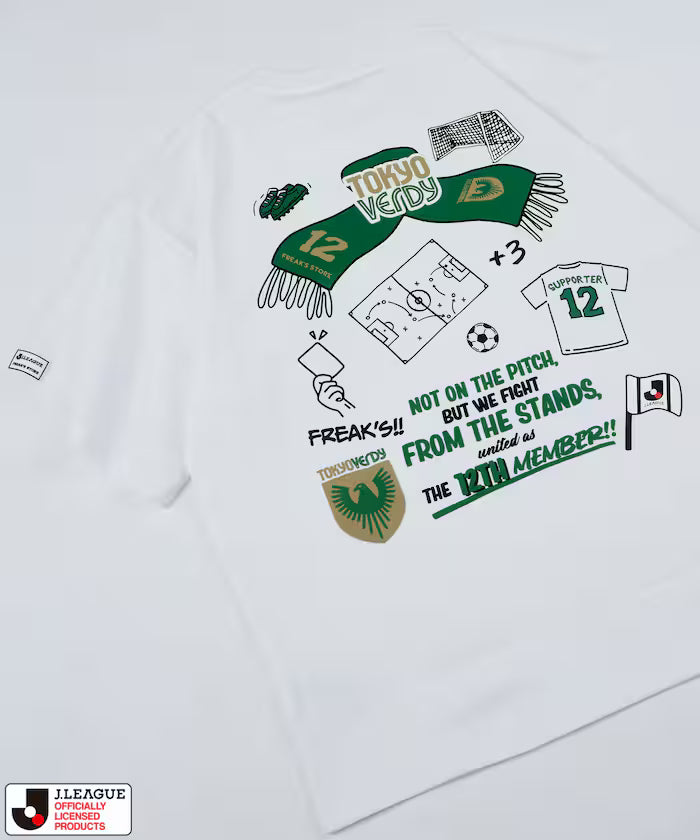 [May 15, 12:00 Sale Start] J.LEAGUE × FREAK’S STORE Custom SUPPORTERS SHORT SLEEVE TEE [Tokyo Verdy] - White