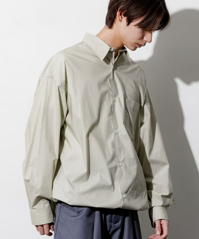Wide Silhouette Spindle Regular Color Shirt / Hem Code 【Limited Edition】 - Beige