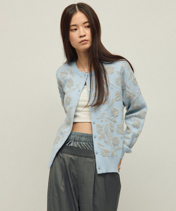 Flower Jacquard Knit Cardigan
