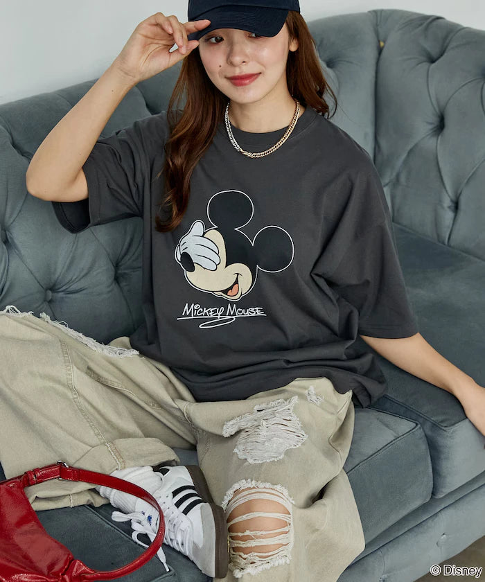 <Functional Material>Mickey Mouse Face T-Shirt Limited Edition