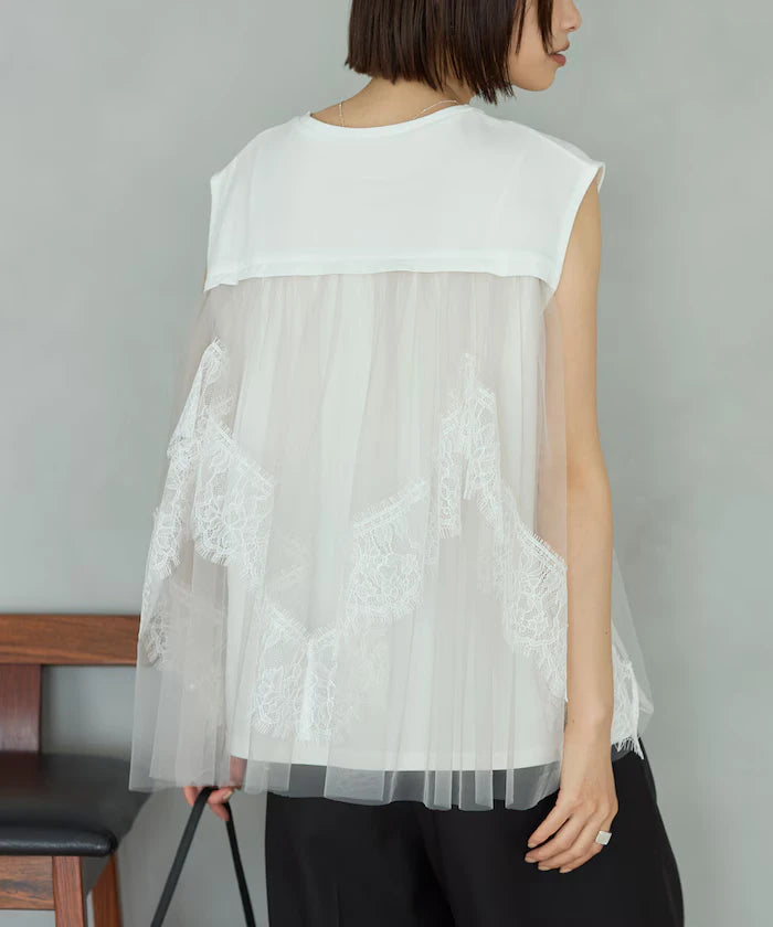Organic Cotton Tulle Lace Docking Top