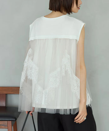 Organic Cotton Tulle Lace Docking Top