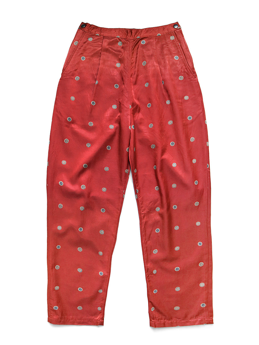 Cotton Rayon Brushed Bean Pattern High-Waisted Pants