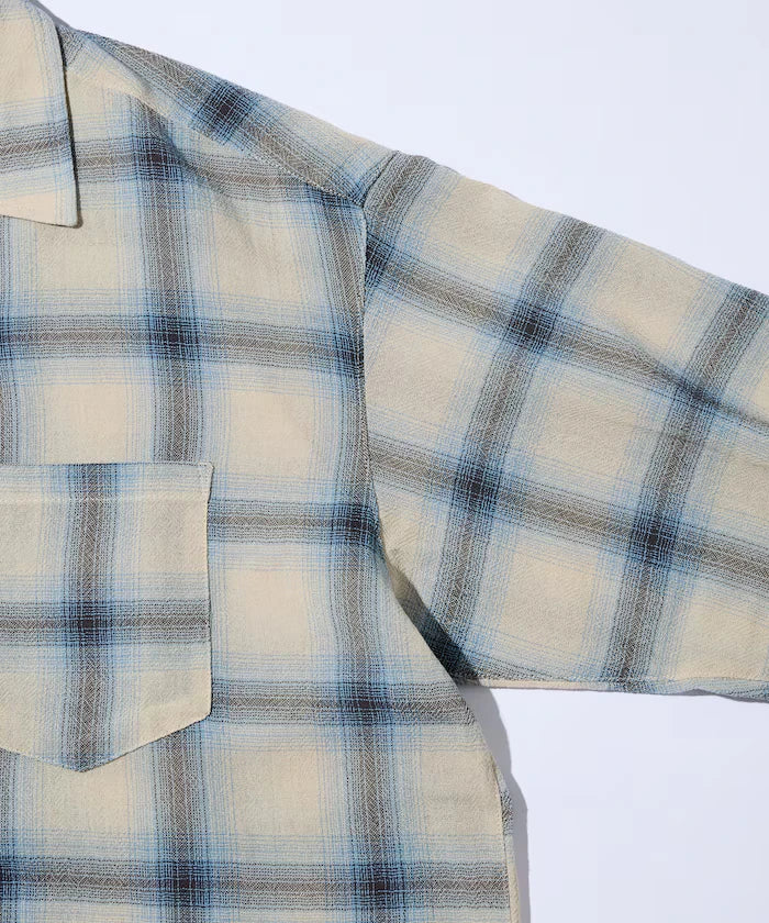 Relaxed Fit Sheer Ombre Check Open Collar Shirt