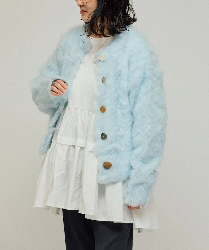 Variation Button Shaggy Knit Cardigan