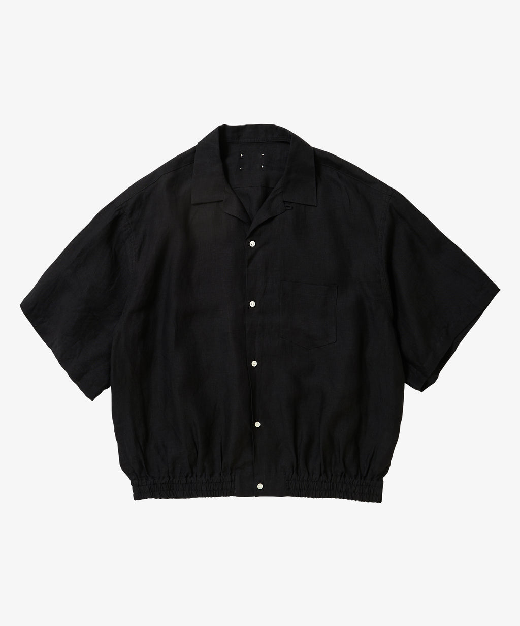 ribbed shirts short sleeve linen black