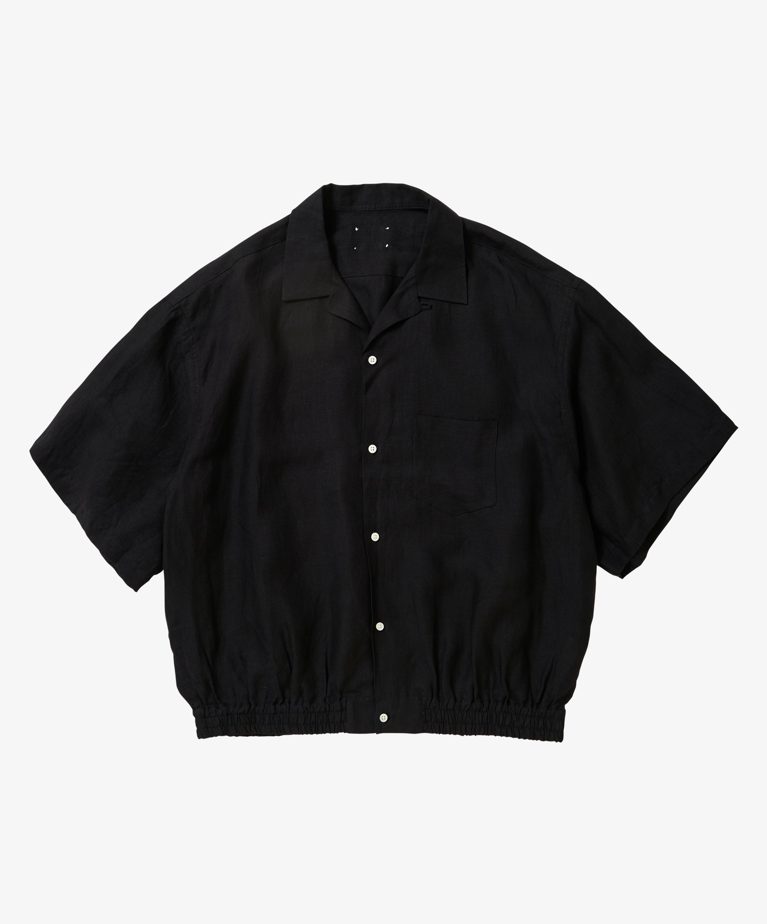 ribbed shirts short sleeve linen black